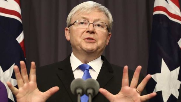 Prime Minister Kevin Rudd  in Canberra on Monday.