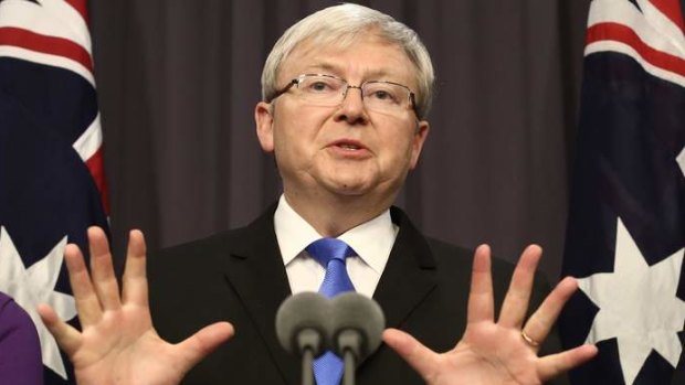 Prime Minister Kevin Rudd  in Canberra on Monday.