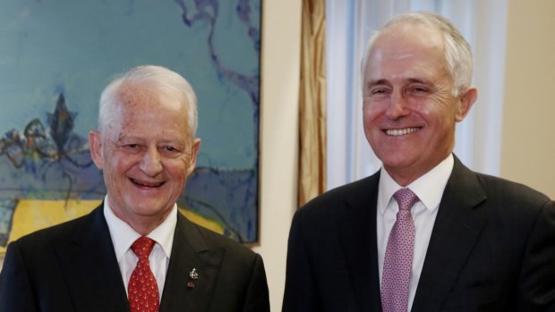 Prime Minister Malcolm Turnbull with Philip Ruddock in Canberra on Monday.