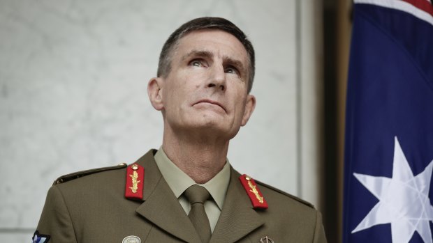 Lieutenant General Angus Campbell is announced as Australia's next Chief of the Defence Force during a press conference at Parliament on Monday.
