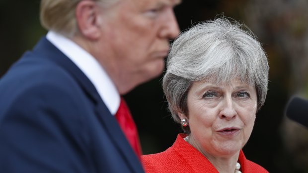 Trump with British Prime Minister Theresa May.