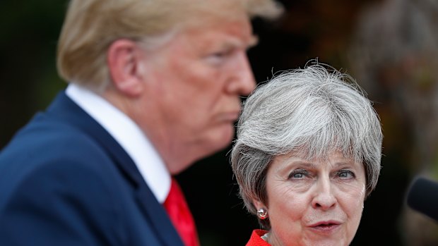 Trump with British Prime Minister Theresa May.