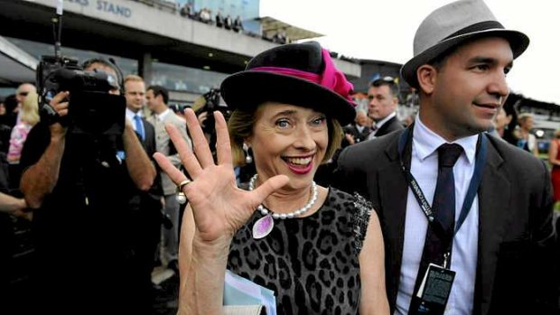 Plenty of reasons to smile ... it's been a terrific day at the office for Gai Waterhouse, who's won the Golden Slipper with Overreach and the George Ryder Stakes with Pierro.