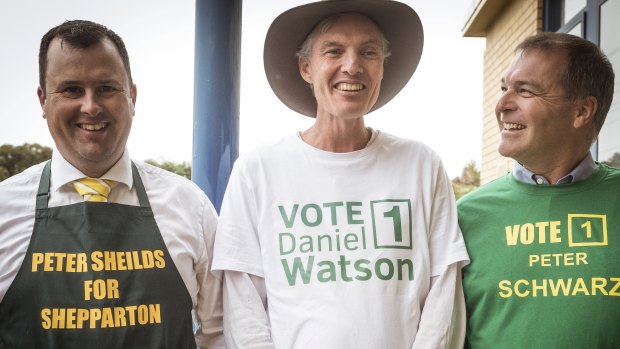 Candidates Peter Shields, Daniel Watson and Peter Schwarz met at the Shepparton Salvation Army as part of the National Party community preselection for candidates in Shepparton.