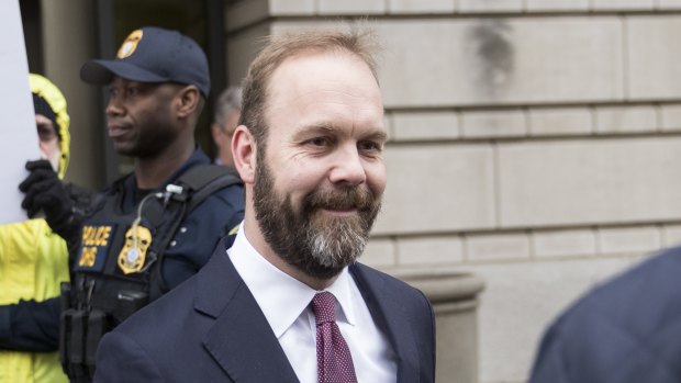 Rick Gates, former deputy campaign manager for Donald Trump, exits Federal Court in Washington, DC.
