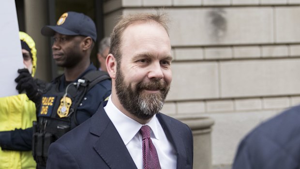 Rick Gates, former deputy campaign manager for Donald Trump, exits Federal Court in Washington, DC.