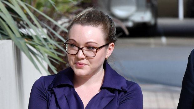 Thunder River Rapids Ride operator Courtney Williams is seen arriving at the inquest into the Dreamworld disaster. on Thursday.