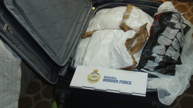 The suitcase filled with cocaine, discovered by Border Force on board MS Sea Princess. 