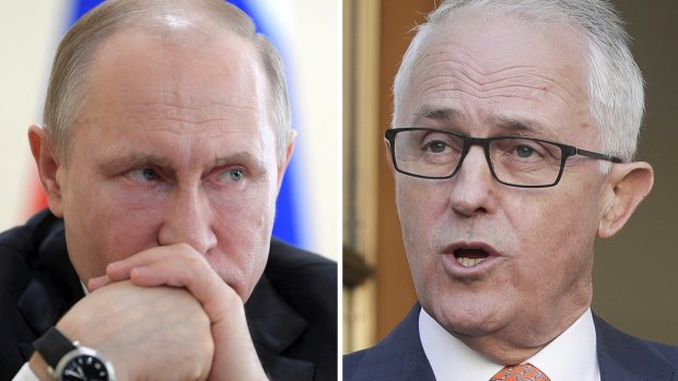 Worsening tensions: Russian President Vladimir Putin and Prime Minister Malcolm Turnbull