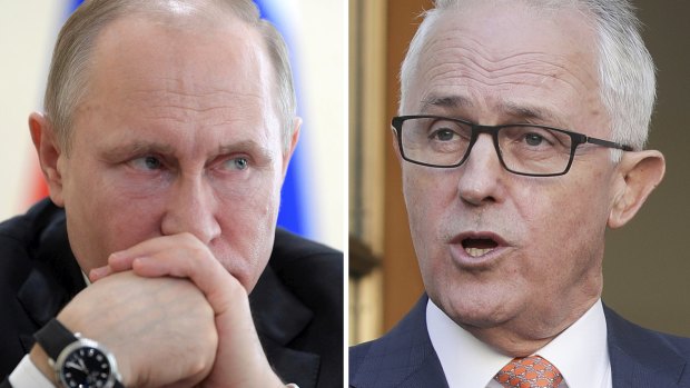 Worsening tensions: Russian President Vladimir Putin and Prime Minister Malcolm Turnbull