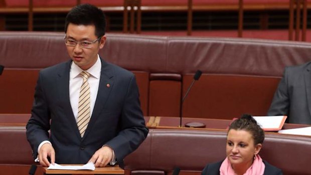 Senator Dio Wang on Tuesday. Photo: Andrew Meares