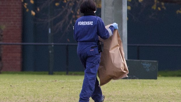 The  woman's body was found on the soccer pitch at Princes Park.