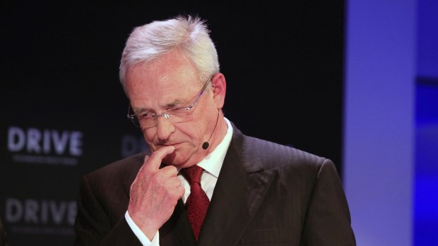 Martin Winterkorn, former CEO  of Volkswagen, pauses during the re-opening of a VW showroom in Berlin in 2015.