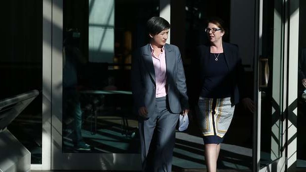 Senator Penny Wong and Shadow Health Minister Catherine King respond to the censure result. Photo: Alex Ellinghausen