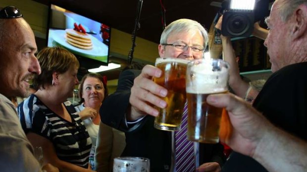 Prime Minister Kevin Rudd at the Condong Bowling Club in Tweed Heads, NSW, on Monday.