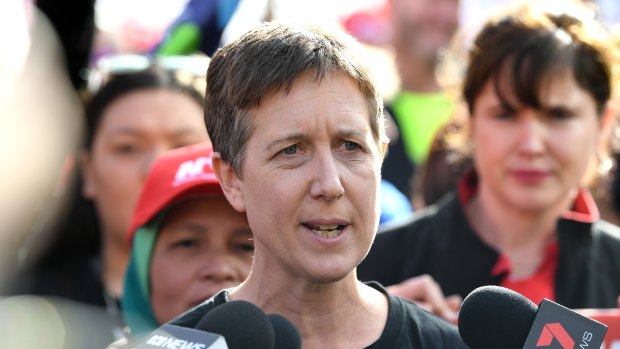 Australian Council of Trade Unions secretary Sally McManus is campaigning in the wafer-thin seat of Longman.