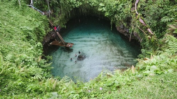 Taking a dip in the magnificent To Sua ocean trench.