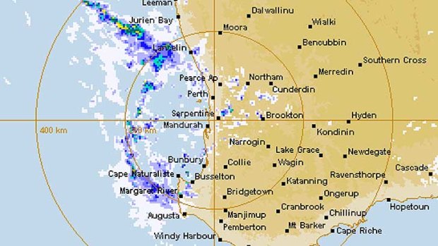 The Bureau of Meteorology rain radar at 4.40pm on Tuesday.
