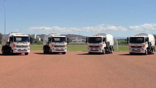 Some of the new street sweepers hitting Canberra's roads.