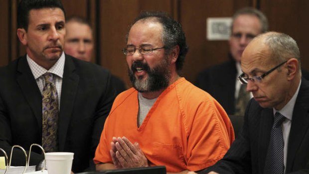 Ariel Castro breaks down while talking about the child that he fathered with Amada Berry as he addresses the court while seated between attorneys.