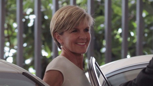 Foreign Minister Julie Bishop arrives at Canberra Airport on Sunday.