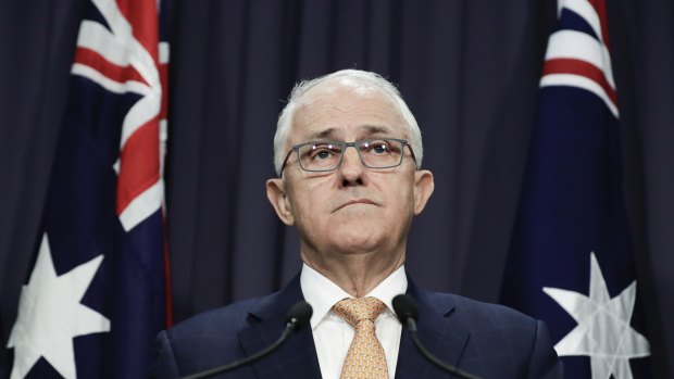 Prime Minister Malcolm Turnbull at a press conference on the government's response to the Royal Commission into Institutional Responses to Child Sexual Abuse.