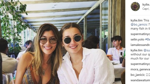James Packer's girlfriend, Kylie Lim, left, with Jasmine Yarbrough in Capri this week.