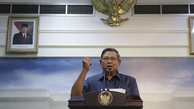 Indonesian President Susilo Bambang Yudhoyono  during a press conference at the Palace in Jakarta on Wednesday. AP Photo: Achmad Ibrahim.