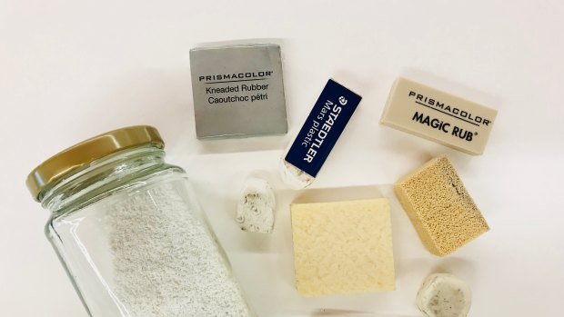 A range of erasers used by the SLQ conservators.