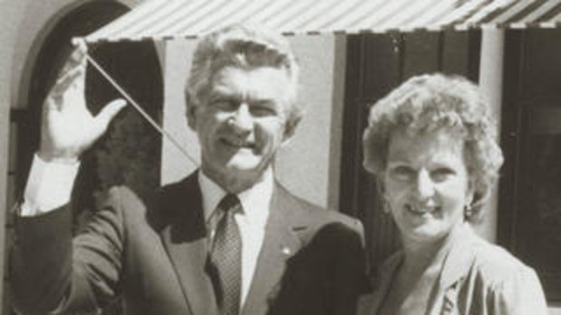 Hazel and Bob Hawke on their first day in The Lodge in 1983.