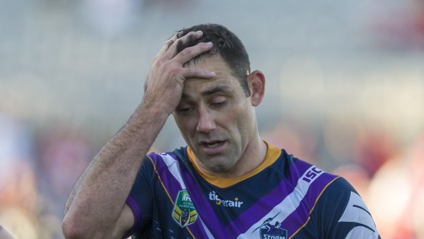 Not happy: Cameron Smith copped a stray punch to the groin as his team were well beaten.