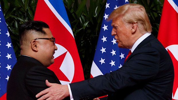 North Korean leader Kim Jong-un and US President Donald Trump in Singapore, on June 12.