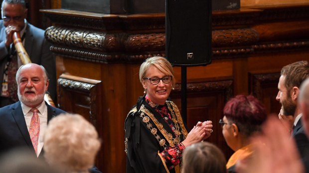 Cr Capp following her swearing-in ceremony at Town Hall.
