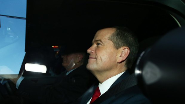 Bill Shorten leaves the Royal Commission. Photo: Daniel Munoz