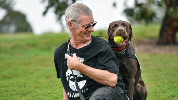 Ron Fenton with his trauma dog, Yogi.