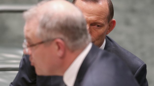 Social Services Minister Scott Morrison and Prime Minister Tony Abbott during question time on Thursday.