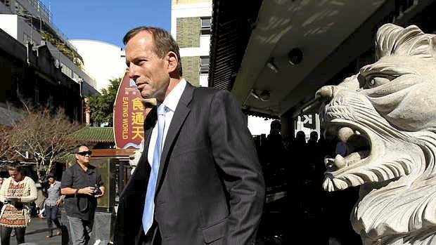 Tony Abbott walks through Sydney's Chinatown on Sunday.