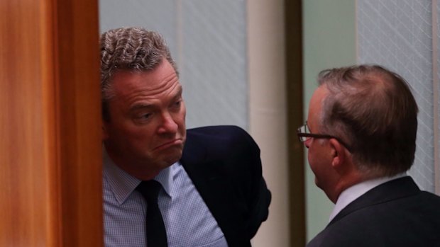 Christopher Pyne and Anthony Albanese during question time on Tuesday.