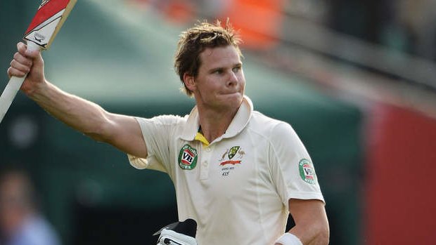 Australia's Steve Smith leaves The Oval arena after his maiden - and unbeaten - first-innings century against England in the fifth Test.