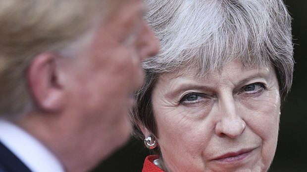 British Prime Minister Theresa May and USPresident Donald Trump hold a joint press conference at Chequers, in Buckinghamshire on Friday.