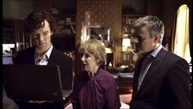 Sherlock Holmes, Mrs Hudson, Dr Watson 