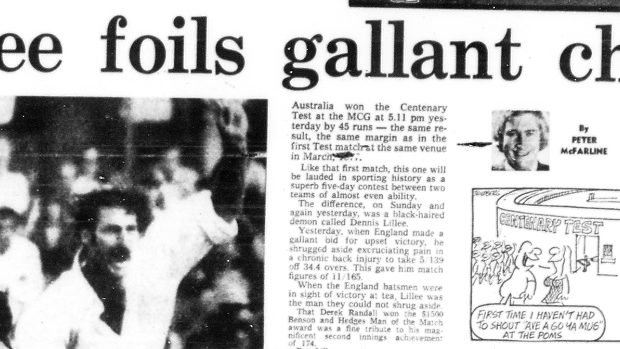The Age's report on the historic Test win