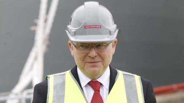 Kevin Rudd tours BAE Systems in Williamstown on Thursday.