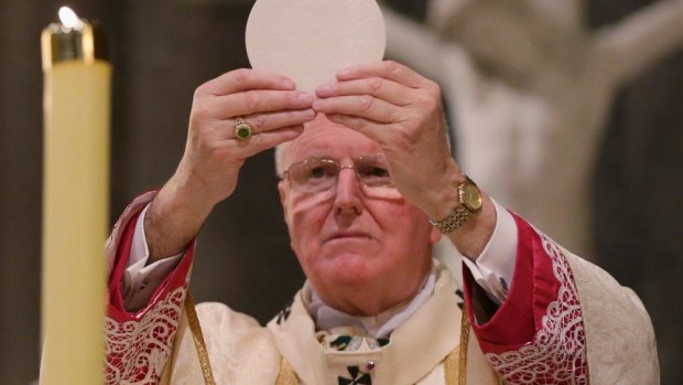 Archbishop Denis Hart celebrating Easter Mass at St Patrick's Cathedral in 2017. 