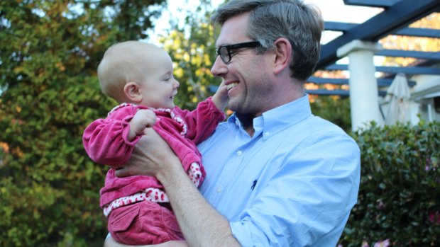 NSW Treasurer Dominic Perrottet and his daughter Harriet last month.