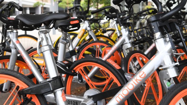 MoBike bikes in Sydney.