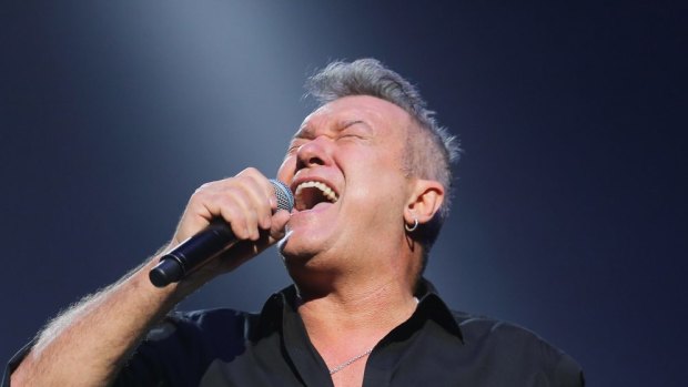 MELBOURNE, AUSTRALIA - NOVEMBER 19:  Cold Chisel singer Jimmy Barnes is seen performing on stage during the band's 'One Night Stand' tour at Rod Laver Arena on November 19, 2015 in Melbourne, Australia.  (Photo by Wayne Taylor/Fairfax Media)