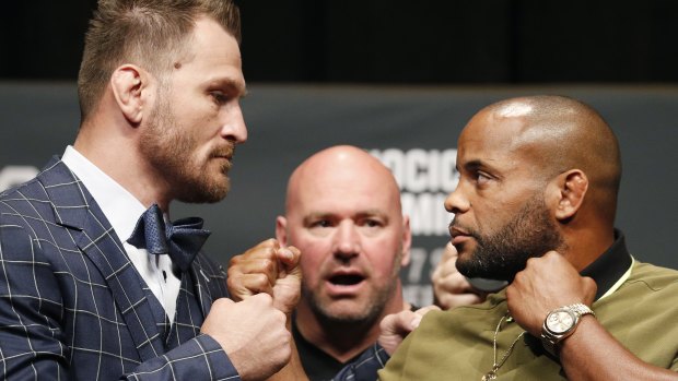 Face to face: Daniel Cormier and Stipe Miocic before their fight.