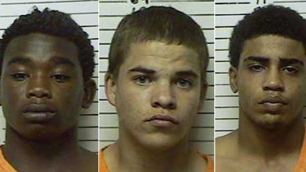 The three youths accused of killing Christopher Lane: from left,  James Edwards Jr, Michael Jones and Chancey Luna.