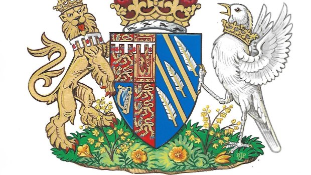 The newly created coat of arms of Meghan Duchess of Sussex. 